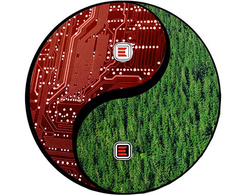 Technology Yinga nd Yang Electronics and Ecology - green website design logo
